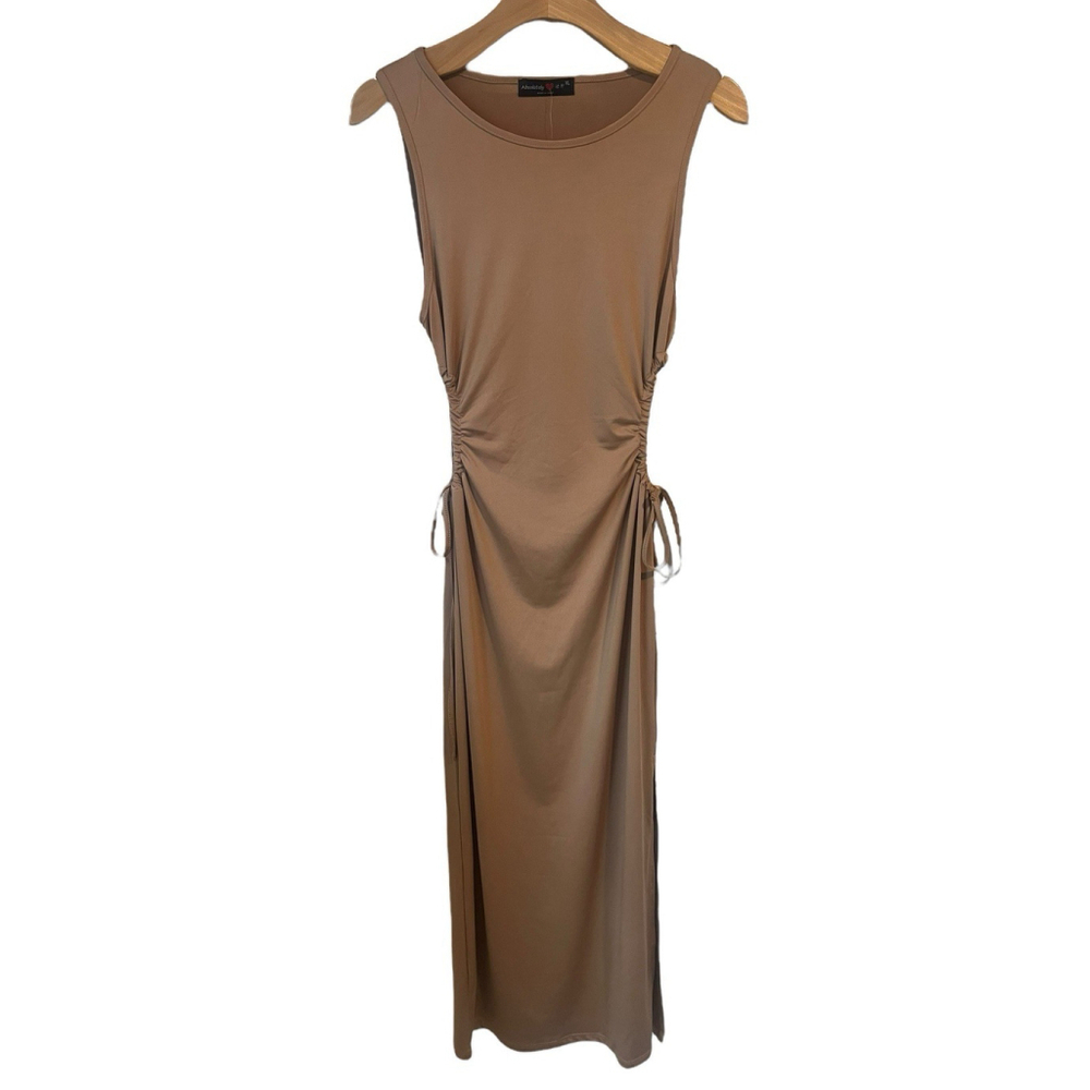 Absolutely Love It Beige Bodycon Midi Pencil Dress XL